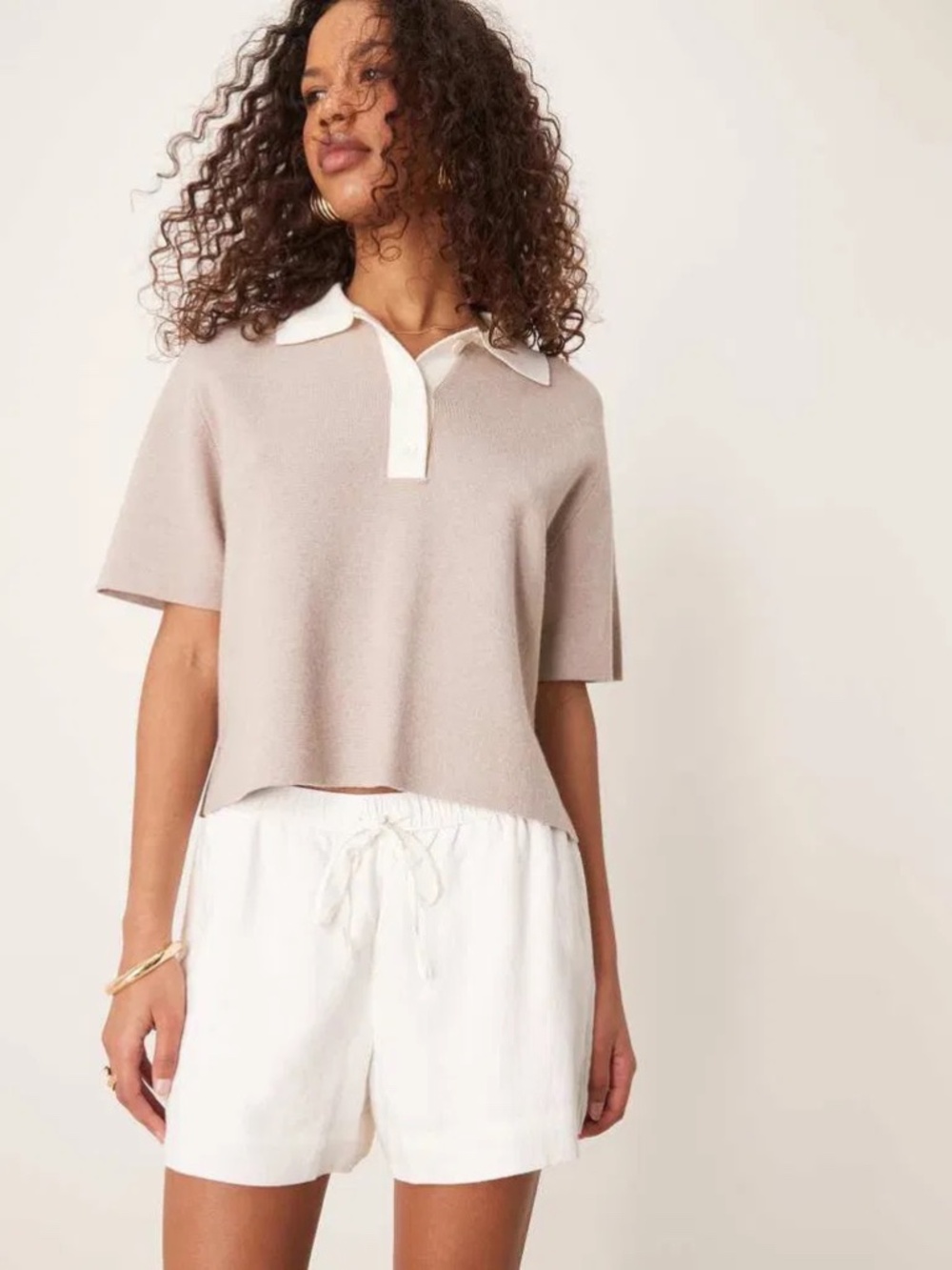 NWT Abercrombie & Fitch XS Linen Blend Pull on Stretch Shorts White